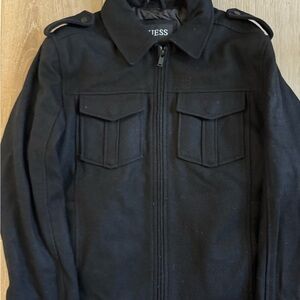 Guess Men's Military Style Black Jacket